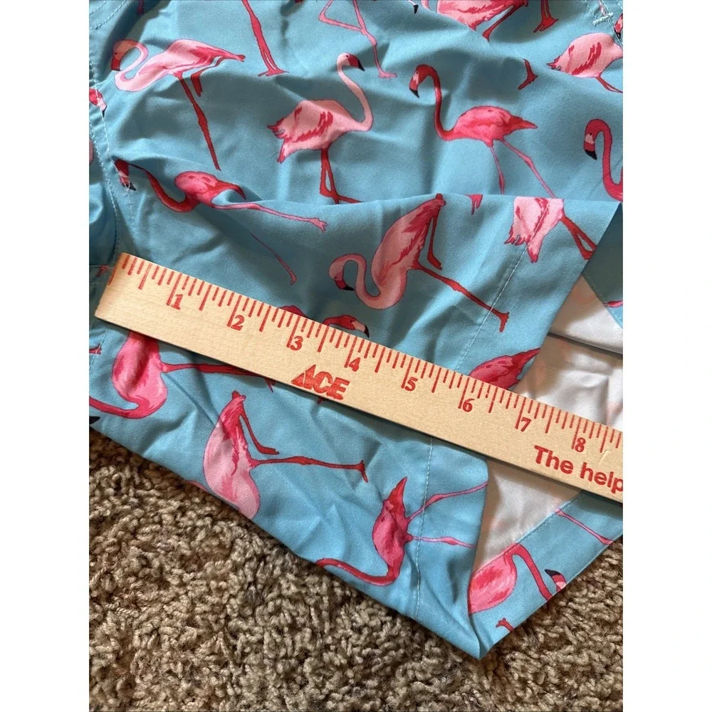 NWT Maamgic Mens Flamingo Swim Trunks Size Medium Blue Pink Coastal Beachwear